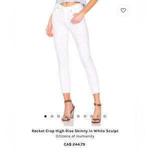 Citizens of Humanity White Rocket Cropped High Rise Jeans Size 24”